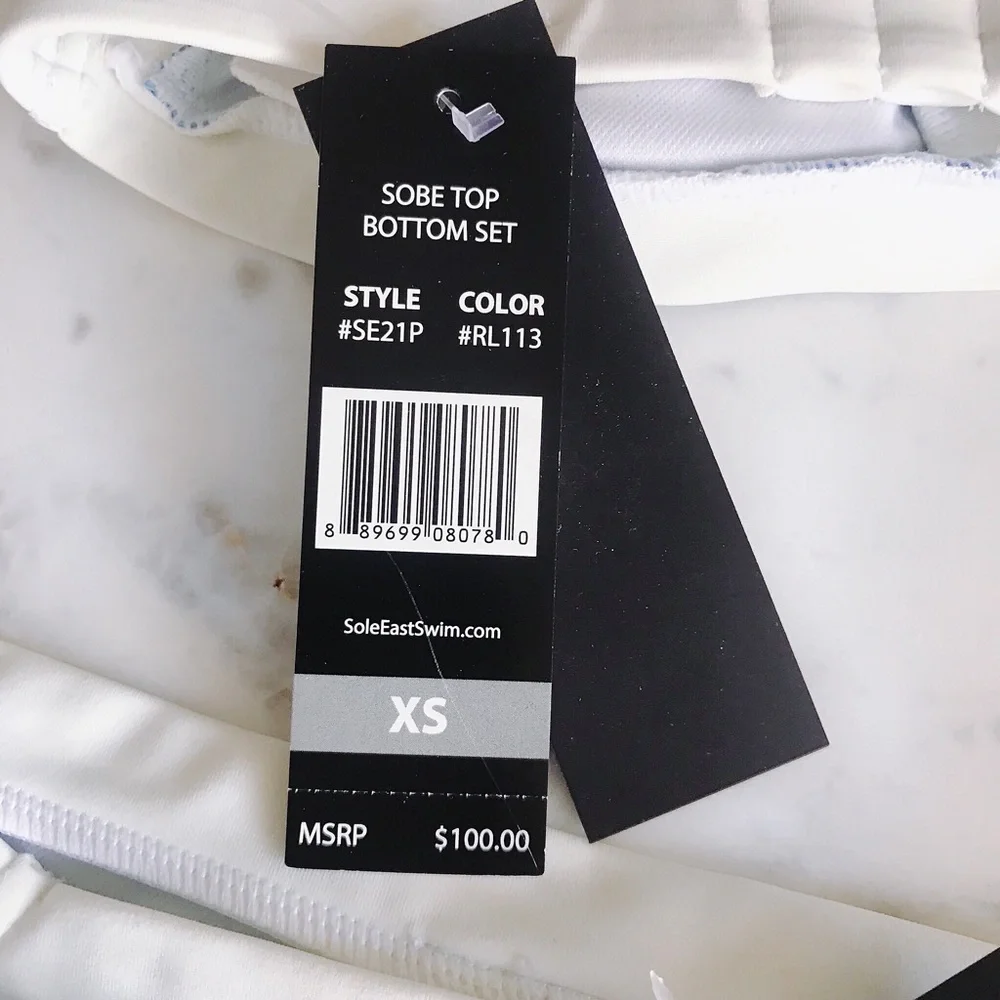 Solé East Blue and White Triangle Bikini Top and Bottom Size XS